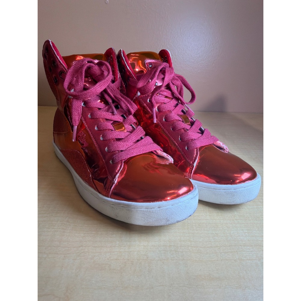 Pastry Pop Tart Metallic Red Glitter High Top Dance Sneakers Womens 7.5 PA151003